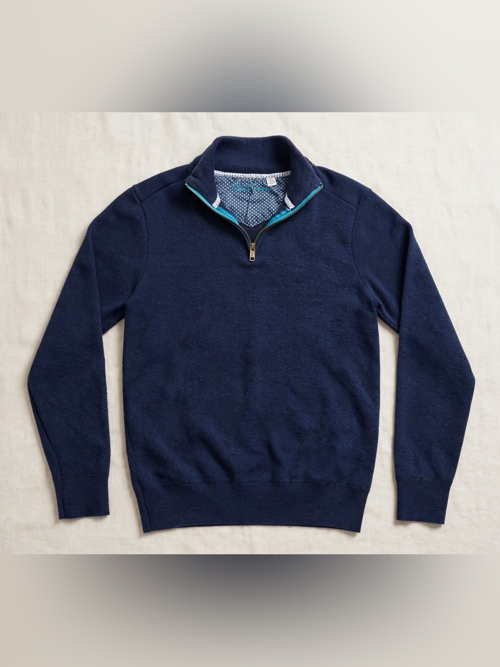 Robert Graham Navy Zip-Neck Sweater
